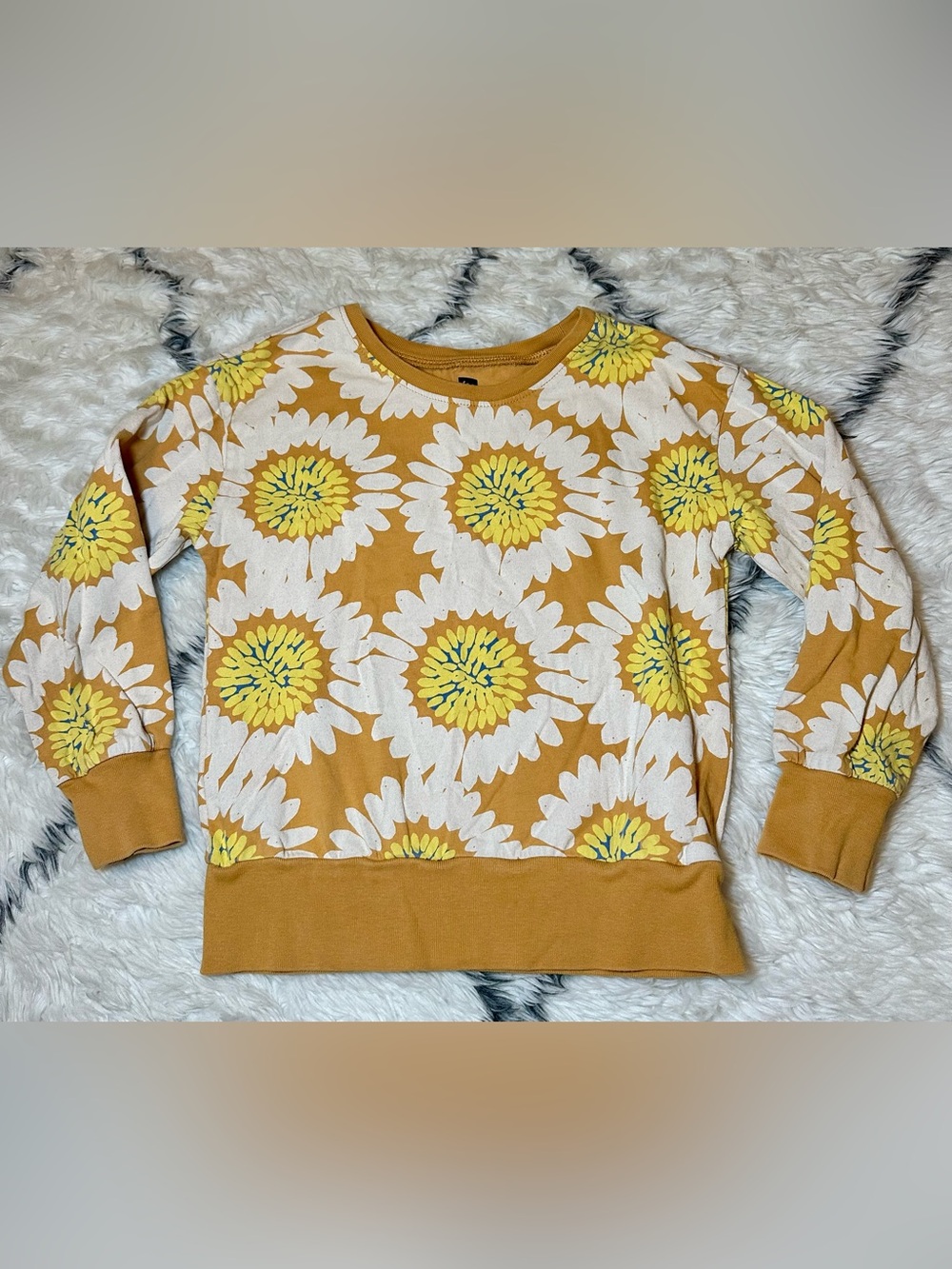 Tea Collection Mustard Sunflower Floral Tee Sweatshirt
